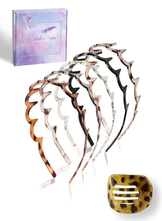 Fvbber Zig Zag Headbands with Teeth, High Cranium Head Bands for Women, 5-Pack Wavy Teeth Comb Headband Hair Accessories for Daily Styling (Include 1 Hair Clip) - Image 1